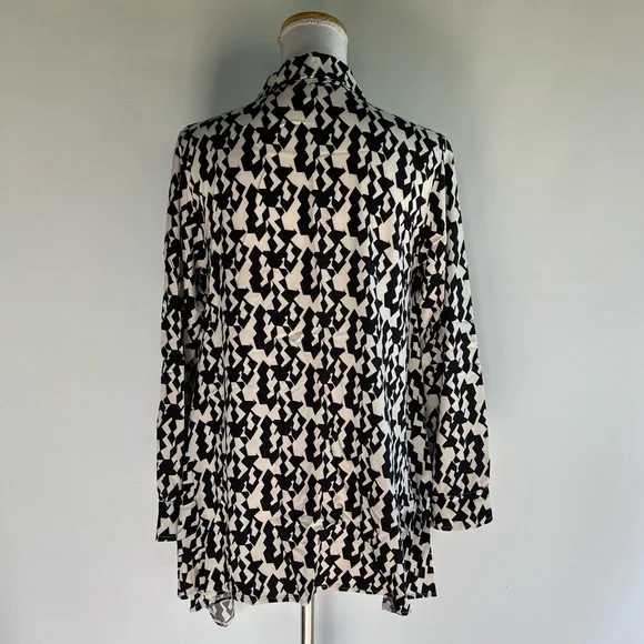 Ale Italian Made Asymmetrical Hem Button Down Top - sz M - Picture 3 of 6